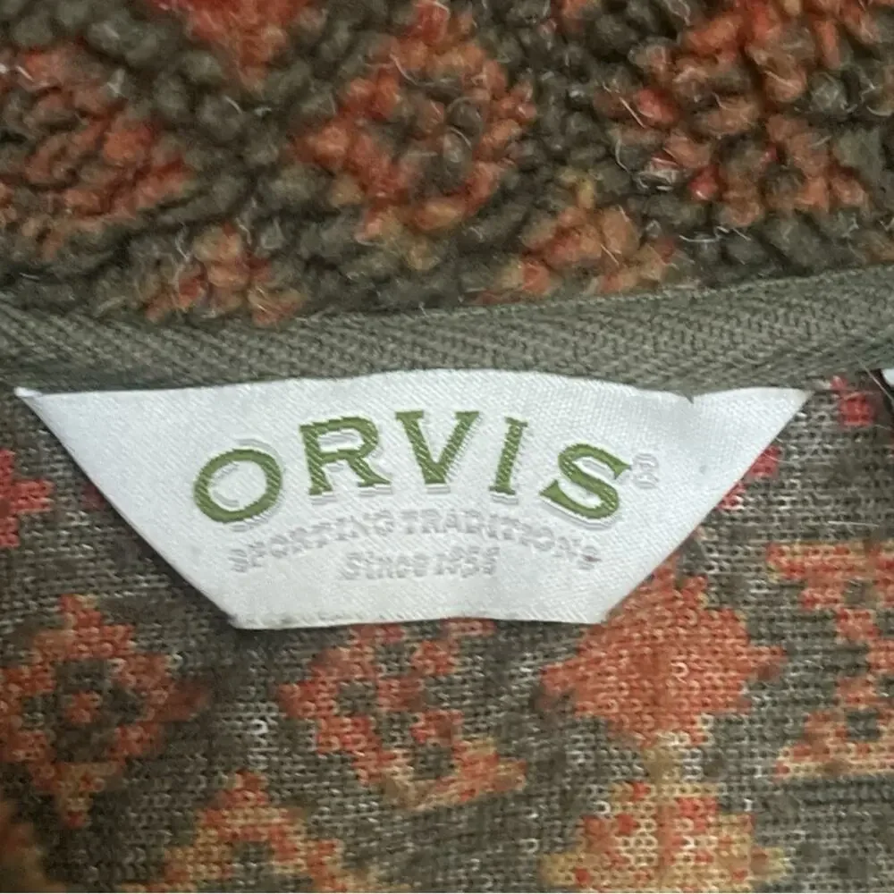 VTG Orvis Sherpa Fleece Toggle Jacket Size M Cabincore Southwestern Outdoor